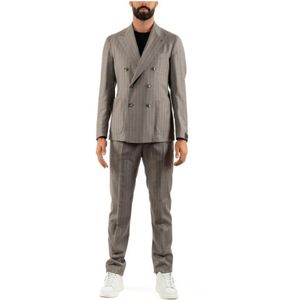 Tagliatore, Heren, Pakken, Bruin, Maat: S Wol,