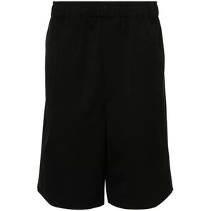 Jacquemus Zwarte wollen keperstreep Bermuda shorts , Black , Heren , Maat: S