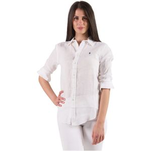 Ralph Lauren, Dames, Blouses & Shirts, Wit, Maat: L Linnen,