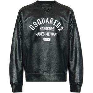 Dsquared2, Heren, Sweatshirts & Hoodies, Zwart, Maat: 3XL Katoen,