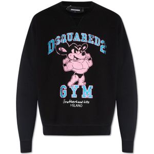Dsquared2, Heren, Sweatshirts & Hoodies, Zwart, Maat: L Katoen,