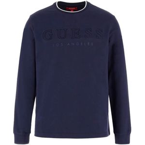 Guess, Heren, Sweatshirts & Hoodies, Blauw, Maat: 2XL Katoen,