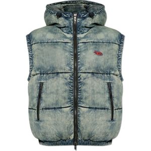 Diesel, Heren, Jassen, Blauw, Maat: XL Leer,