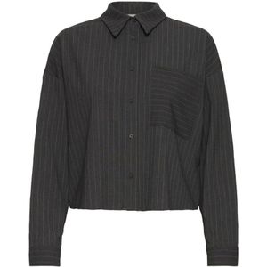 ICHI - IXTRINE - Blouse - Donkergrijs - Krijtstrepen - Lange Mouw