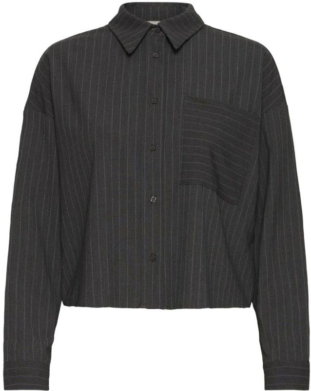 ICHI - IXTRINE - Blouse - Donkergrijs - Krijtstrepen - Lange Mouw