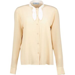Prada, Dames, Blouses & Shirts, Beige, Maat: 2XS Zijde,