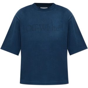 Off White, Dames, Tops, Blauw, Maat: M Katoen,