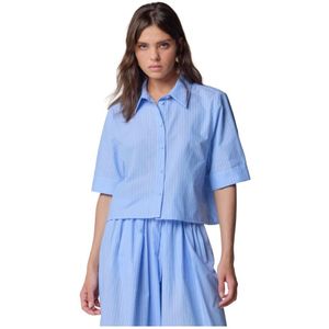 Kocca, Dames, Blouses & Shirts, Blauw, Maat: L Tweed,