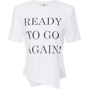 Elisabetta Franchi, Dames, Tops, Wit, Maat: L Katoen,