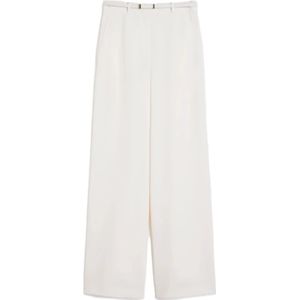 Max Mara Studio, Dames, Broeken, Wit, Maat: 2XS Wol,