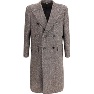 Dolce & Gabbana, Heren, Mantels, Bruin, Maat: L Wol,