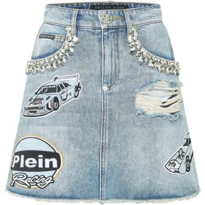 Philipp Plein, Dames, Rokken, Blauw, Maat: XS Denim,