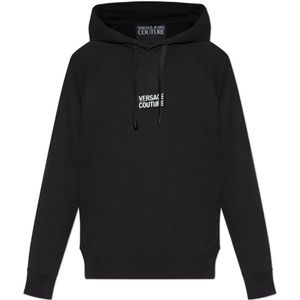 Versace Jeans Couture, Heren, Sweatshirts & Hoodies, Zwart, Maat: M Katoen,