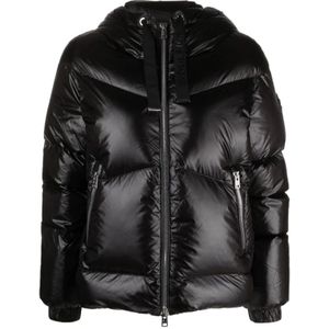 Woolrich Zwarte Gewatteerde Eendendons Jas , Black , Dames , Maat: L