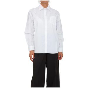 Liu Jo, Dames, Blouses & Shirts, Wit, Maat: 2XS Katoen,