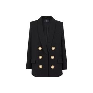 Balmain Crepe jasje met sjaalkraag , Black , Dames , Maat: M