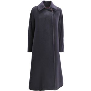 Max Mara Studio, Dames, Mantels, Blauw, Maat: S Wol,