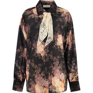 Zimmermann - Zijden Blouse - Veelkleurig - Met Strikband in de Hals