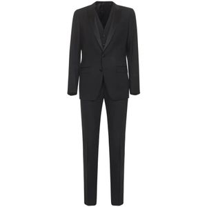 Dolce & Gabbana, Heren, Pakken, Zwart, Maat: S Zijde,