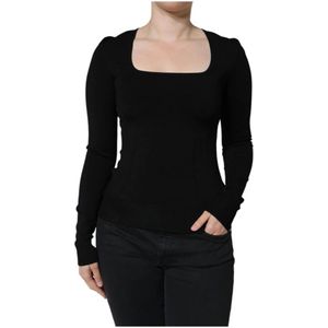 Dolce & Gabbana - Long Sleeves Blouse - Zwart - Vierkante Hals