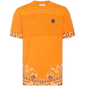 Philipp Plein, Heren, Tops, Oranje, Maat: 2XL Katoen,