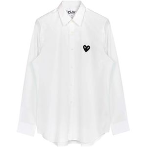 Comme des Garçons Play, Dames, Blouses & Shirts, Wit, Maat: M Katoen,