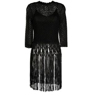 Zimmermann Gebreide trui met franje afwerking , Black , Dames , Maat: M