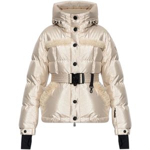 Moncler, Dames, Jassen, Beige, Maat: XS Leer,