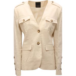 Pinko, Dames, Jassen, Beige, Maat: M Linnen,
