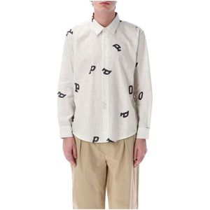Pop Trading Company, Heren, Overhemden, Wit, Maat: XL Katoen,