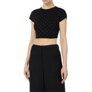 Elisabetta Franchi, Dames, Tops, Zwart, Maat: M Viscose,