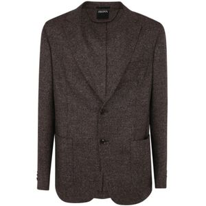 Zegna, Heren, Jassen, Bruin, Maat: L Zijde,