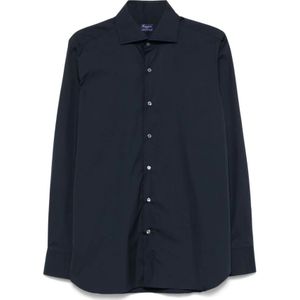 Finamore, Heren, Overhemden, Blauw, Maat: S
