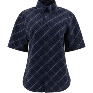 Burberry, Heren, Overhemden, Blauw, Maat: L Katoen,