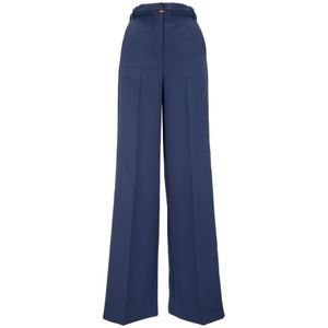 Elisabetta Franchi, Dames, Broeken, Blauw, Maat: XS Satijn,