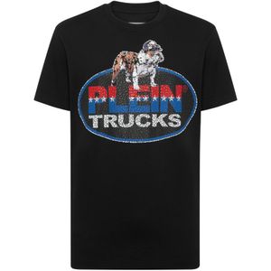 Philipp Plein, Heren, Tops, Zwart, Maat: S Katoen,