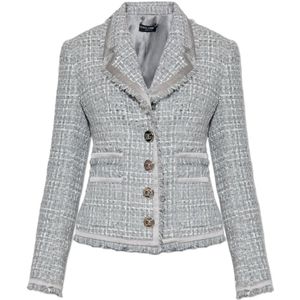 Dolce & Gabbana, Dames, Jassen, Grijs, Maat: 2XS Tweed,