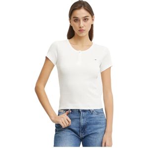 Tommy Jeans, Dames, Tops, Wit, Maat: S Katoen,