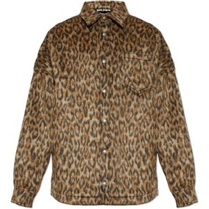 Palm Angels, Heren, Overhemden, Beige, Maat: XS Wol,