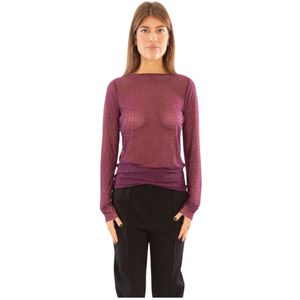 Pinko, Dames, Tops, Paars, Maat: M Tulle,