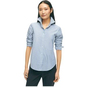 Brooks Brothers, Dames, Blouses & Shirts, Blauw, Maat: XL Katoen,