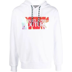 Versace Jeans Couture, Heren, Sweatshirts & Hoodies, Wit, Maat: XL Katoen,