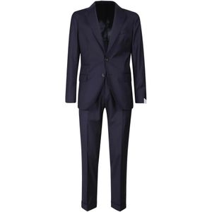 Eleventy, Heren, Pakken, Blauw, Maat: M Wol,