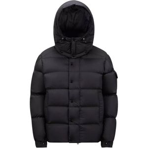 Moncler Maya Korte Donsjas - Zwart , Black , Dames , Maat: L