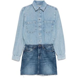 7 For All Mankind, Dames, Jurken, Blauw, Maat: S Denim,