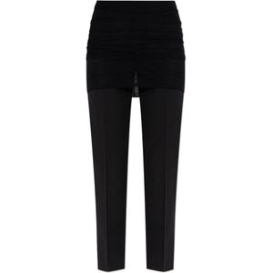 MM6 Maison Margiela, Dames, Broeken, Zwart, Maat: 2XS Leer,