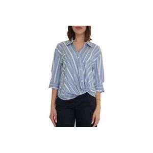 Woolrich Gestreepte 3/4 Mouw V-Hals Blouse , Multicolor , Dames , Maat: L