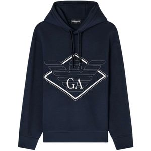 Emporio Armani, Heren, Sweatshirts & Hoodies, Blauw, Maat: S Modal,
