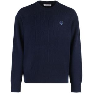 Maison Kitsuné, Heren, Truien, Blauw, Maat: L Wol,