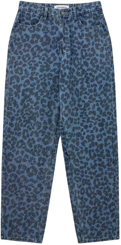 Sofie Schnoor - Blauwe Mom Jeans - Dames - Katoen - Met Luipaardprint